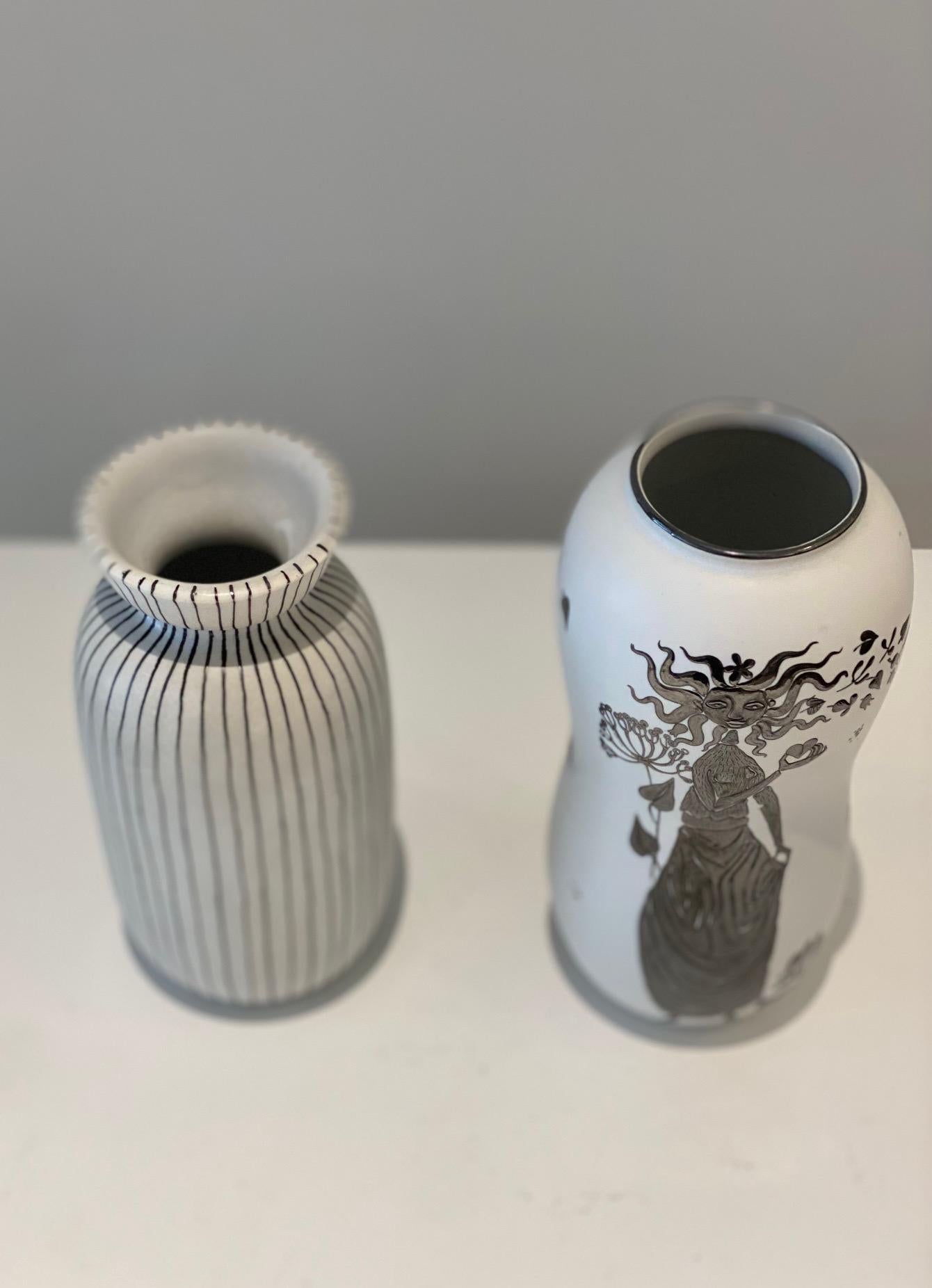 Stig Lindberg for Gustavsberg Set of 2 Small Vases In Good Condition For Sale In Paris, FR