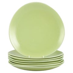 Used Stig Lindberg for Gustavsberg. Set of seven "Colorado" porcelain plates in green