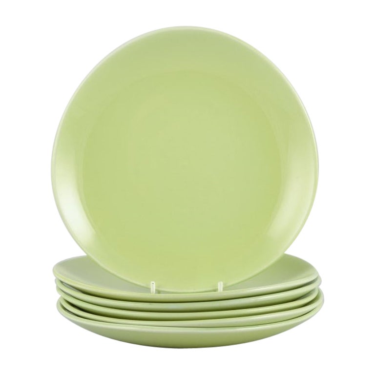 Stig Lindberg pour Gustavsberg. Ensemble de six assiettes en porcelaine « Colorado » en vert