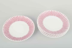 Stig Lindberg pour Gustavsberg. Ensemble de six assiettes à gâteau en faïence. Motif "Salix".