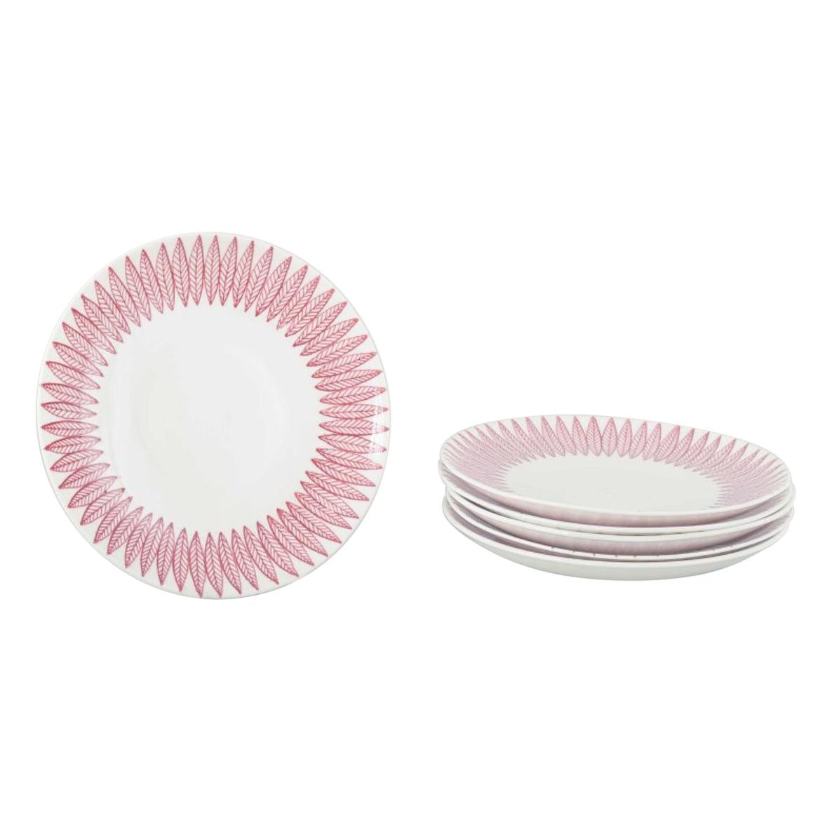 Stig Lindberg for Gustavsberg. Set of six faience cake plates. ‘Salix’ pattern. For Sale