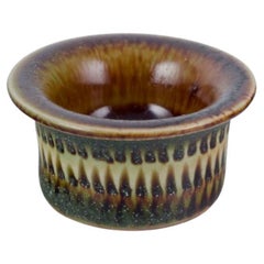 Vintage Stig Lindberg for Gustavsberg Studio. Miniature bowl in green and brown tones