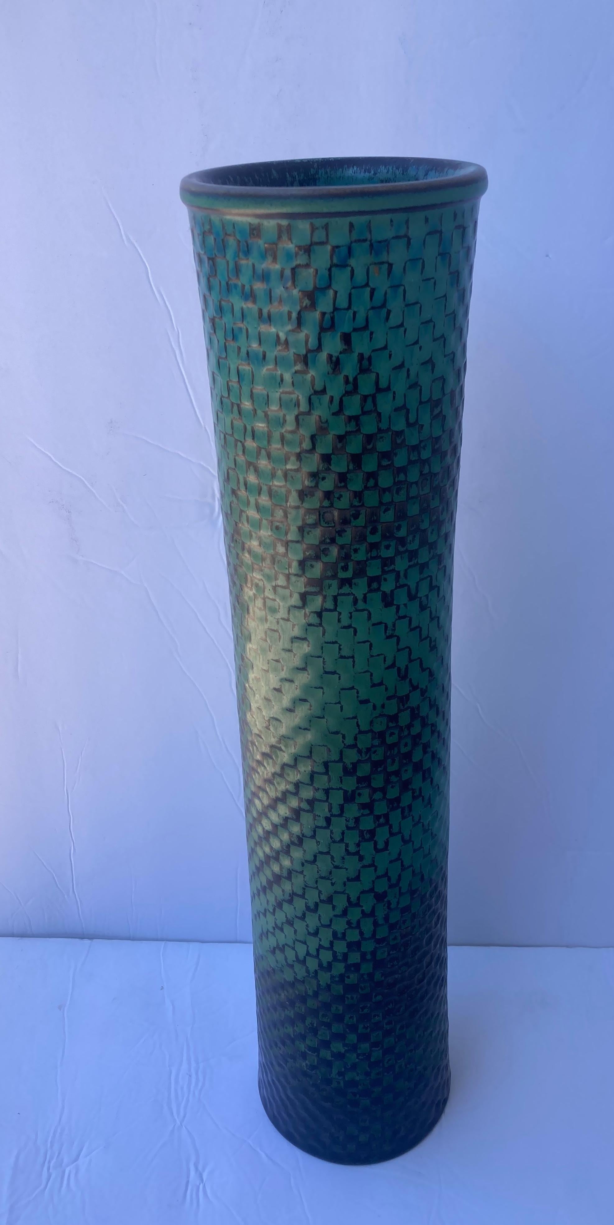 Hand-Crafted Stig Lindberg for Gustavsberg Studio Monumental Vase, with Matte and Green, Glaze For Sale