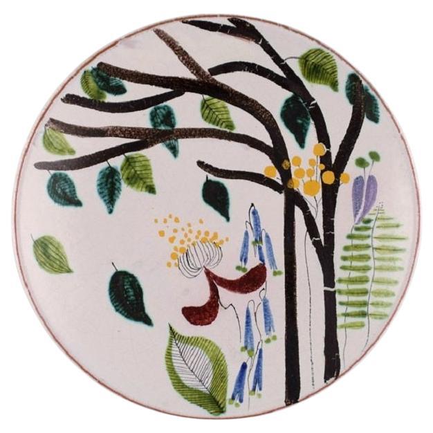 Stig Lindberg for Gustavsberg Studio, Round Dish in Glazed Faience For Sale