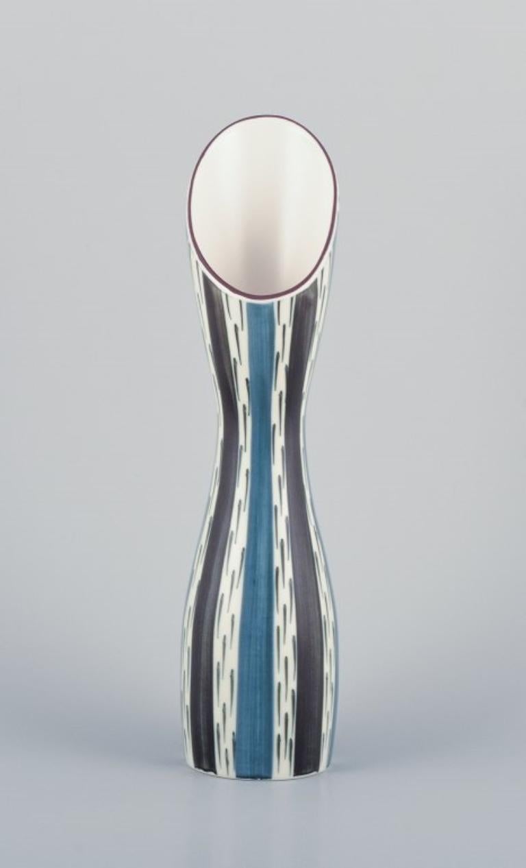 Scandinavian Modern Stig Lindberg for Gustavsberg, Sweden. Anniversary vase in ceramic with stripes For Sale
