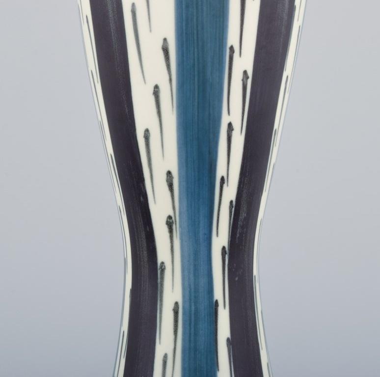 Glazed Stig Lindberg for Gustavsberg, Sweden. Anniversary vase in ceramic with stripes For Sale