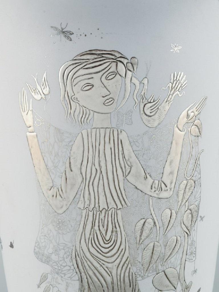 Suédois Stig Lindberg pour Gustavsberg, Suède. Grand vase en céramique « Grazia », milieu du 20e siècle en vente
