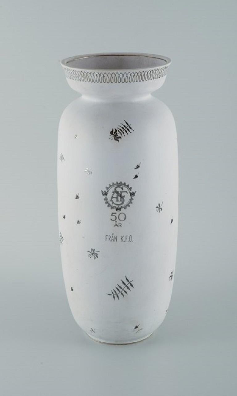 Vernissé Stig Lindberg pour Gustavsberg, Suède. Grand vase en céramique « Grazia », milieu du 20e siècle en vente