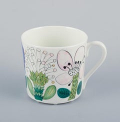Stig Lindberg pour Gustavsberg, Suède. Rare tasse à café "Tahiti" avec soucoupe.