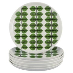 Stig Lindberg pour Gustavsberg, Suède. Ensemble de six assiettes "Berså" en porcelaine.