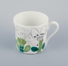 Stig Lindberg, for Gustavsberg. "Tahiti" coffee cup with saucer. Hand-painted