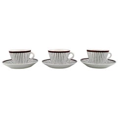 Stig Lindberg for Gustavsberg, Three "Spisa Ribb" Coffee Cups with Saucers