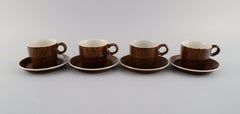 Stig Lindberg for Gustavsberg, Twelve Coq Coffee Cups with Saucers in Stoneware
