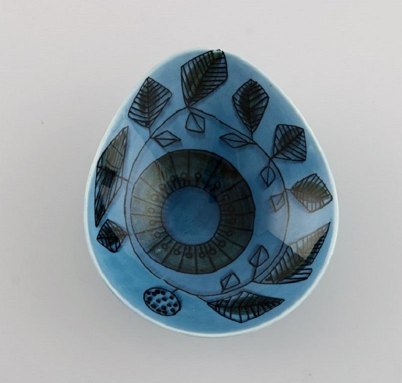 Scandinavian Modern Stig Lindberg for Rörstrand, Three Rare Bowls in Glazed Ceramics For Sale