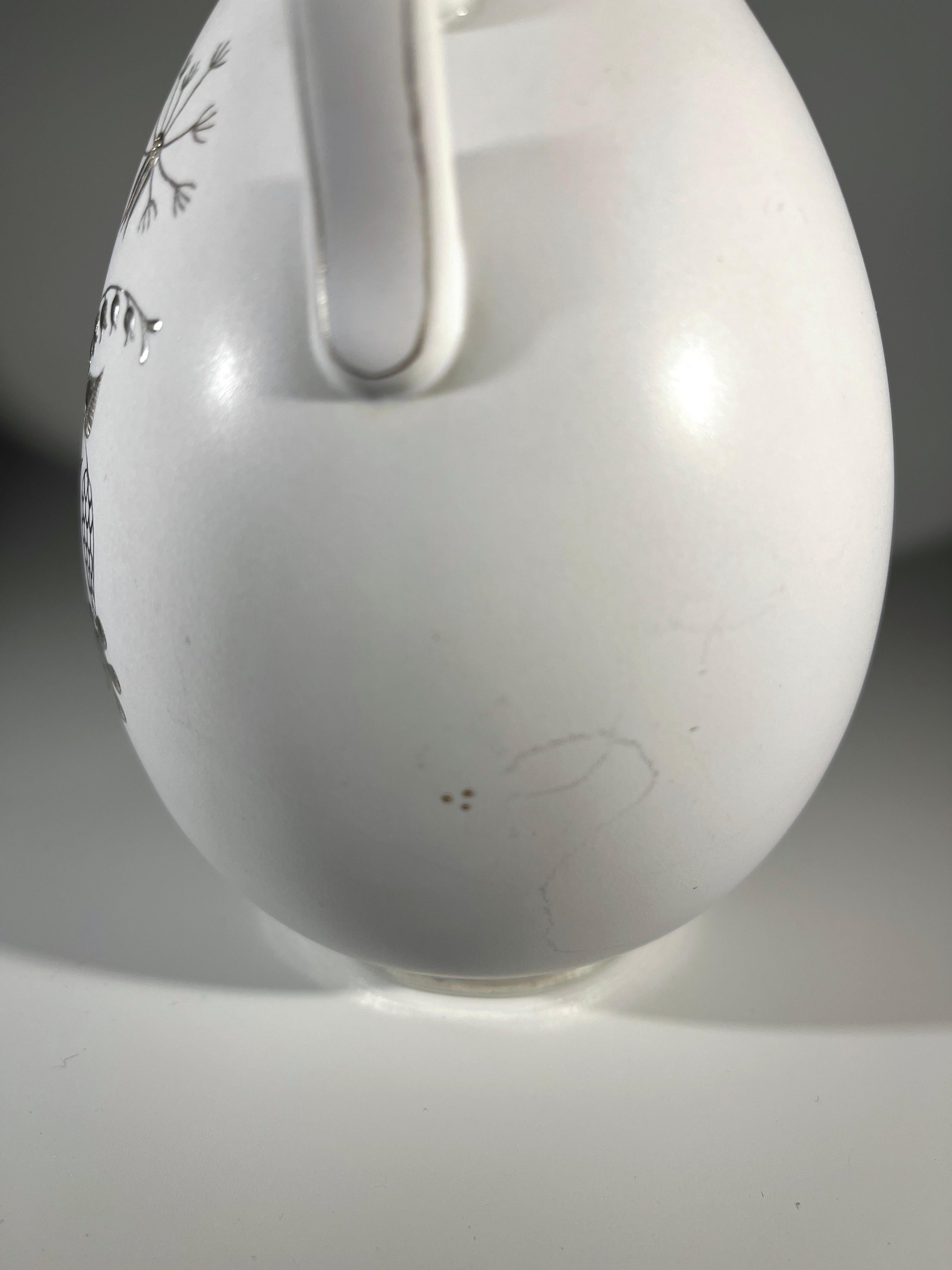 Stig Lindberg - Grazia For Gustavsberg, Applied Silver Stoneware Vase c1946-1950 For Sale 3