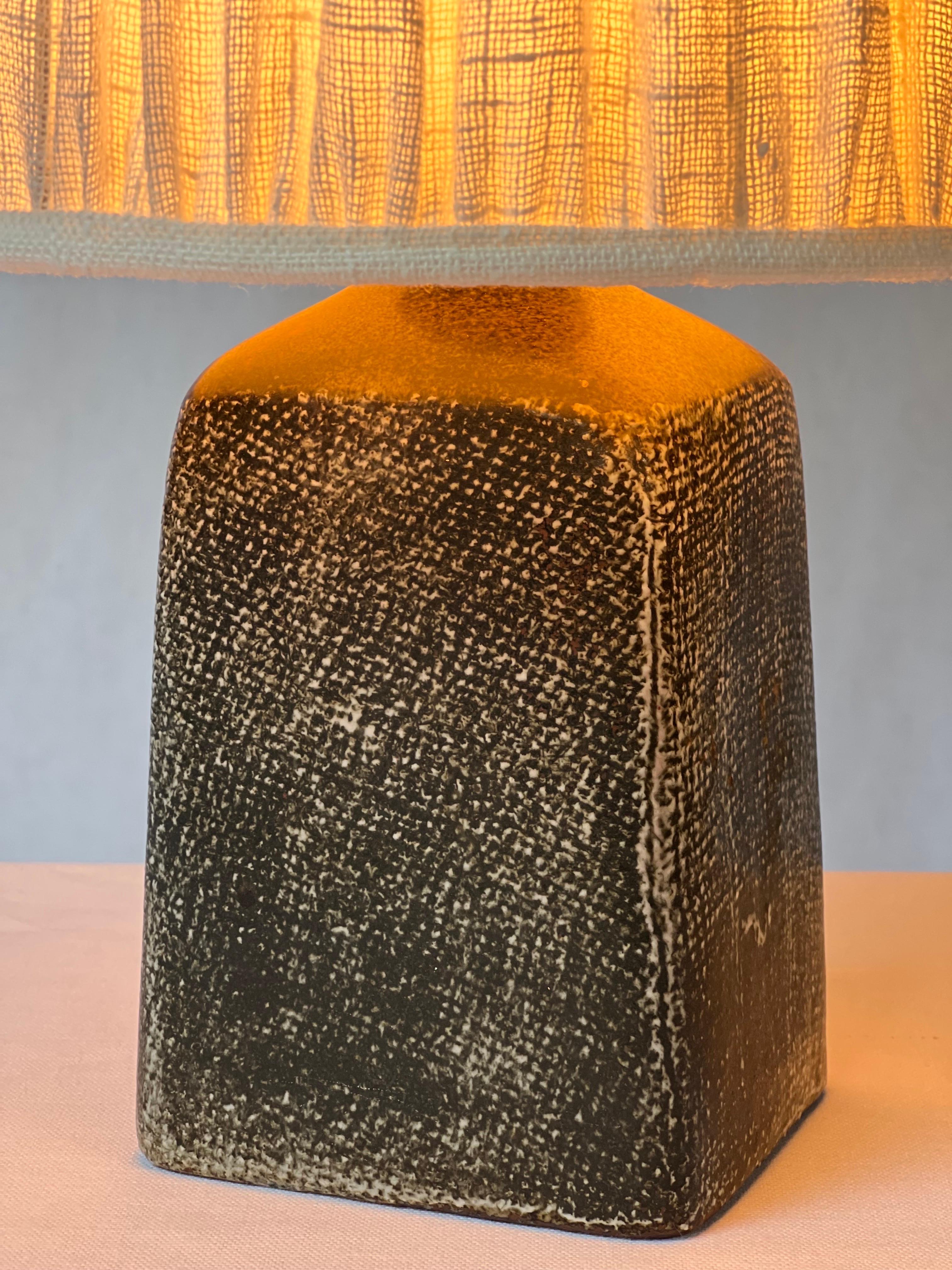 Hand-Crafted Stig Lindberg grey Table Lamp, Sweden Unique 1970 new linen shade For Sale