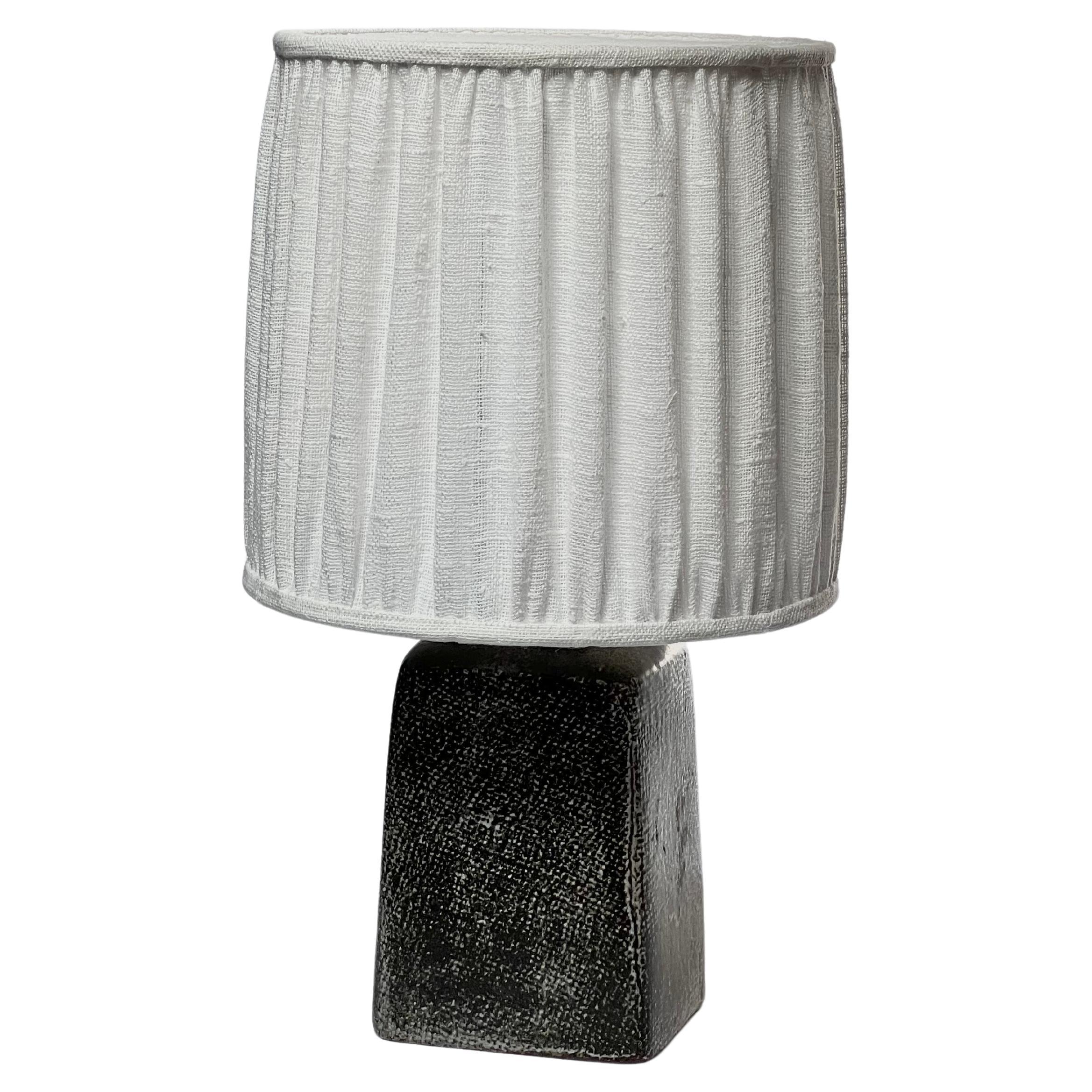 Stig Lindberg grey Table Lamp, Sweden Unique 1970 new linen shade For Sale