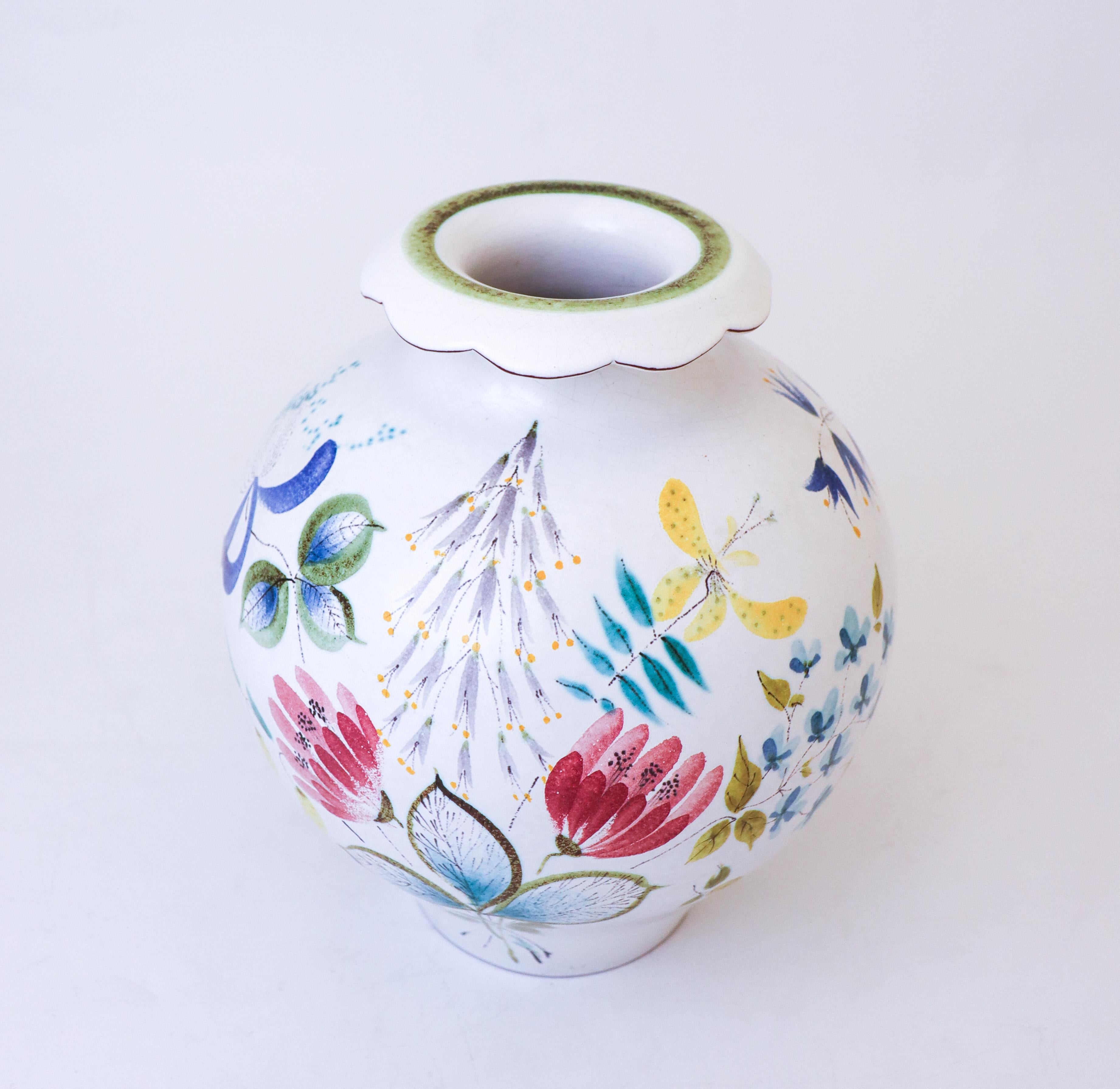 Stig Lindberg - Gustavsberg - Grande vaso di faience - Fiori in vendita 3
