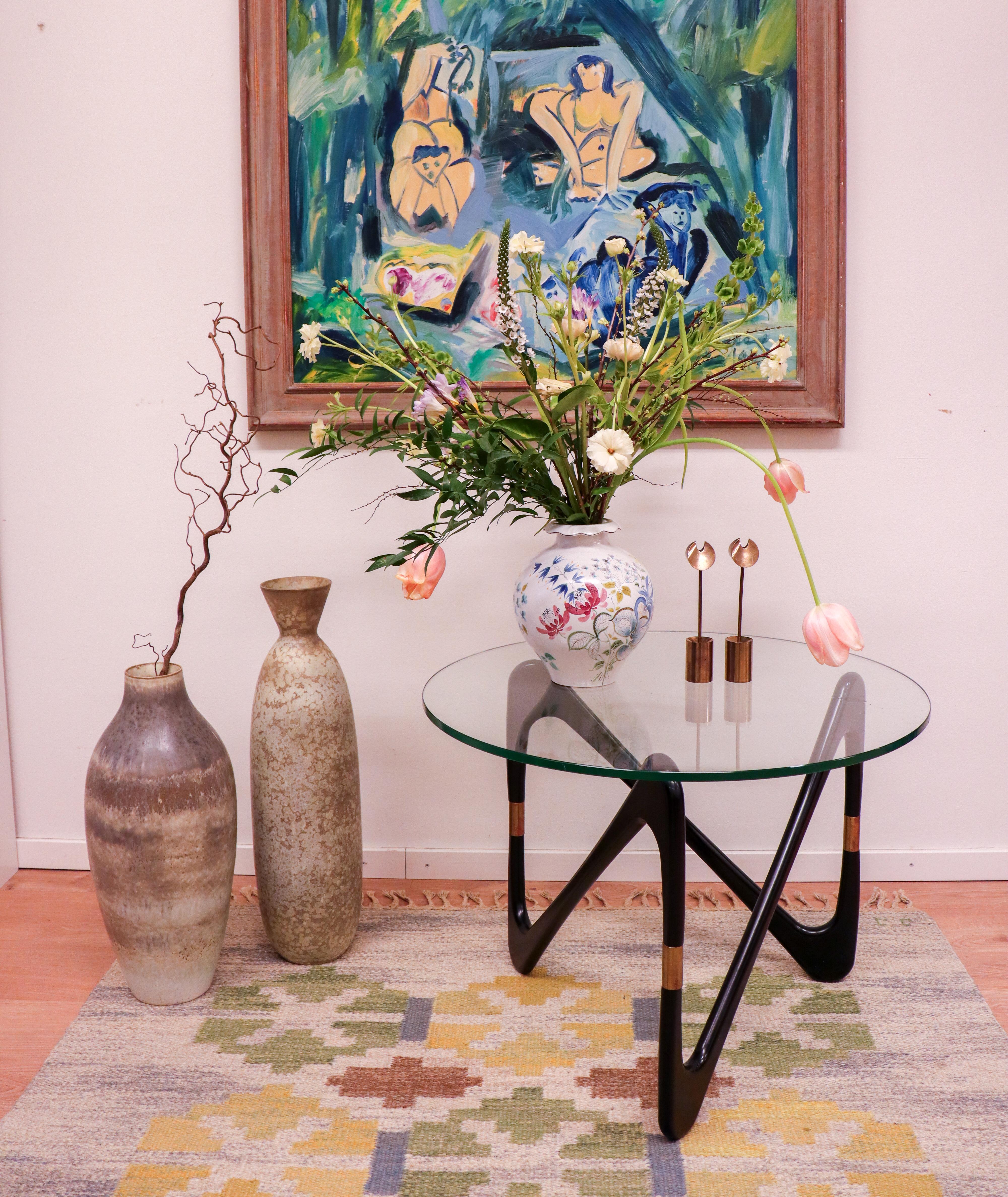 Scandinavo moderno Stig Lindberg - Gustavsberg - Grande vaso di faience - Fiori in vendita