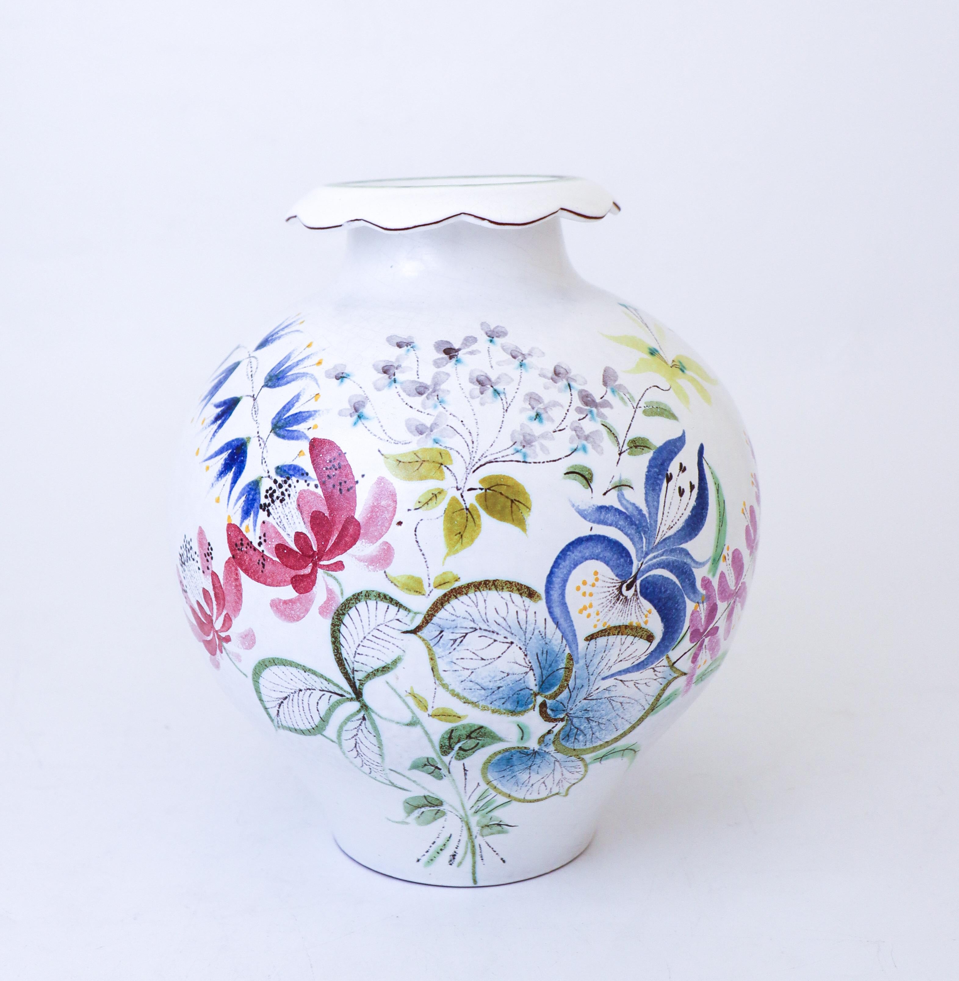 XIX secolo Stig Lindberg - Gustavsberg - Grande vaso di faience - Fiori in vendita
