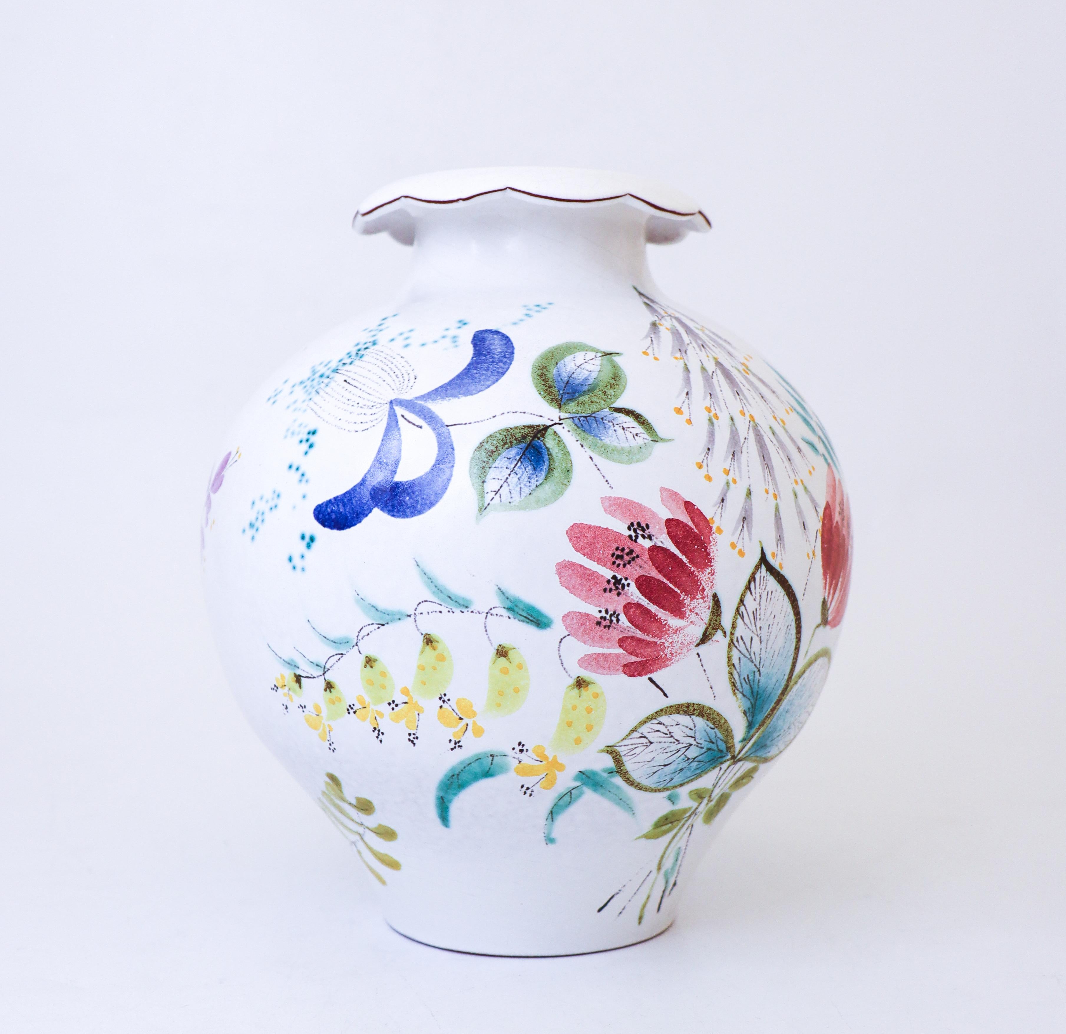 Faenza Stig Lindberg - Gustavsberg - Grande vaso di faience - Fiori in vendita