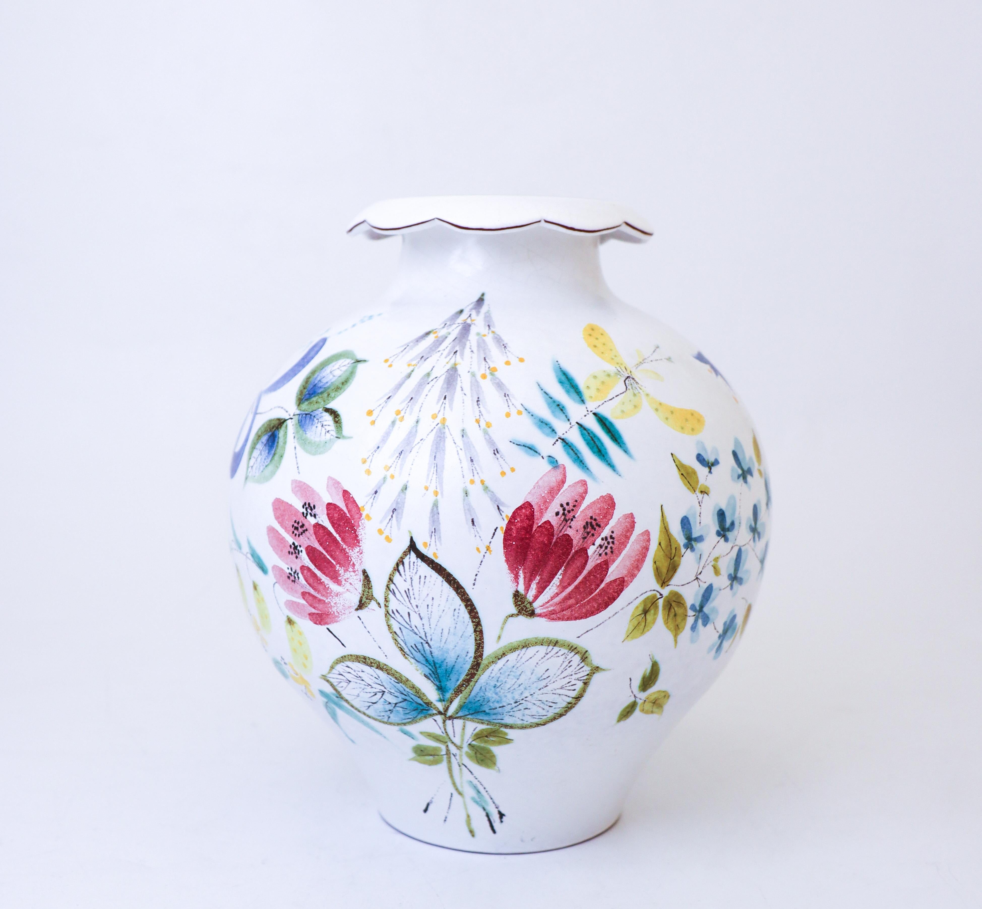 Stig Lindberg - Gustavsberg - Grande vaso di faience - Fiori in vendita 1