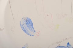 Stig Lindberg, Gustavsberg. Targa "Löja". Dipinto a mano con motivo di pesci, anni '50