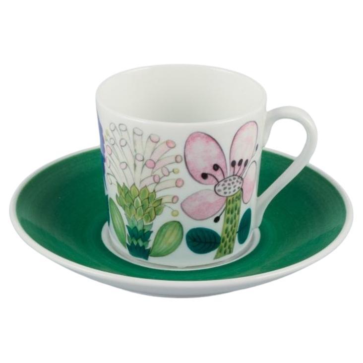 Stig Lindberg, Gustavsberg. "Tahiti" coffee cup with saucer in porcelain, 1970s For Sale