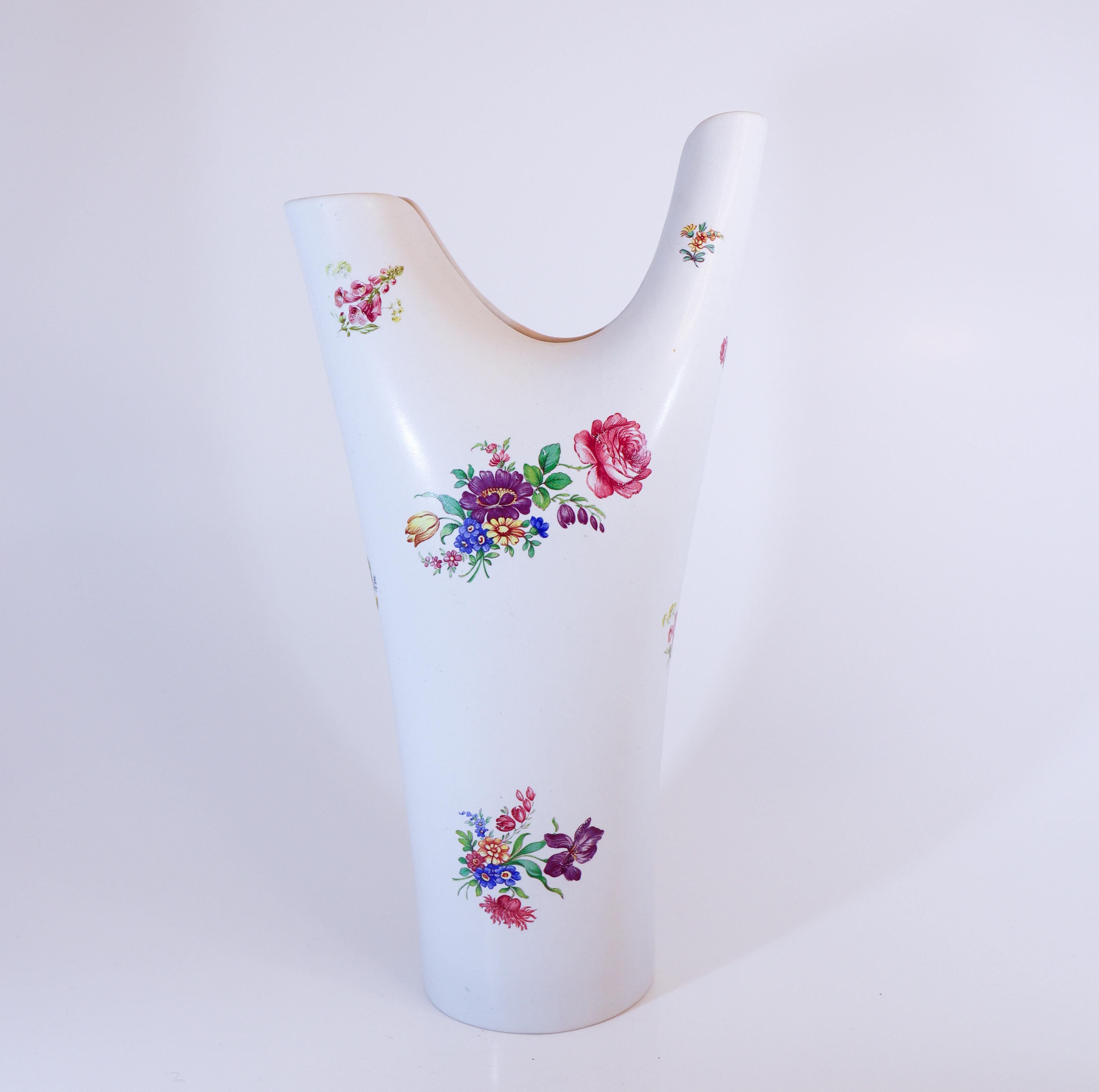 Porcellana Stig Lindberg - Gustavsberg - Vaso Veckla con fiori cromatici in vendita