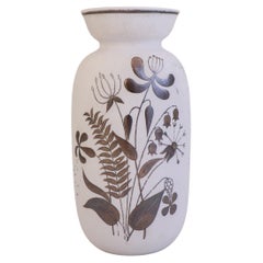 Stig Lindberg - Gustavsberg - White ceramic Vase - Grazia Flower decor in silver