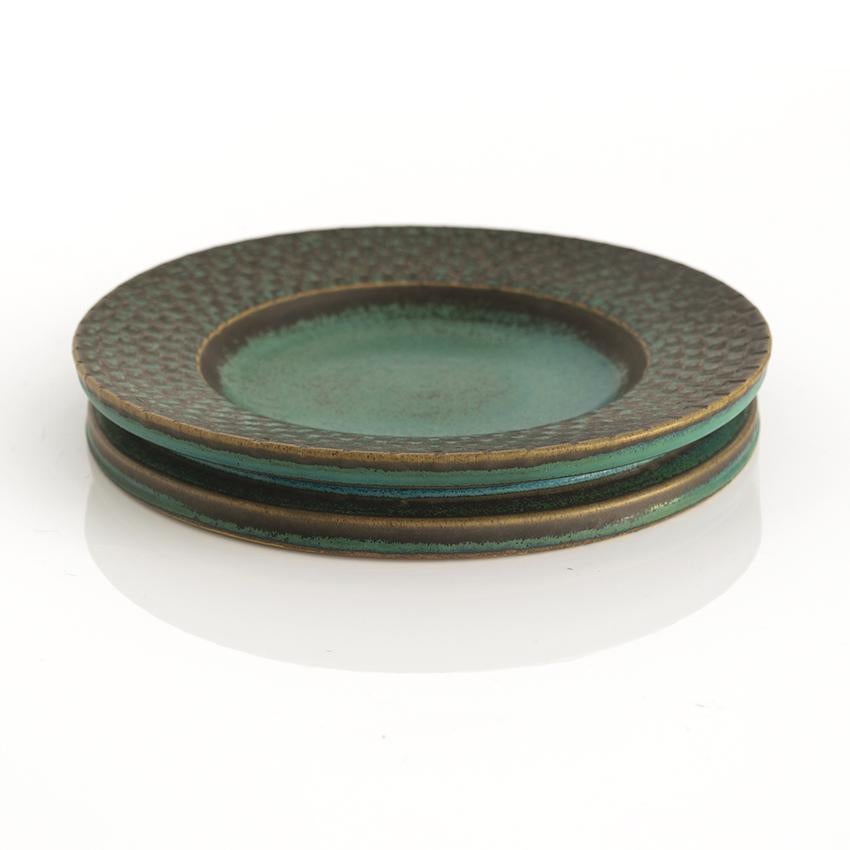 Scandinavian Modern Stig Lindberg Hand Thrown Ceramic Dish with Green Glaze