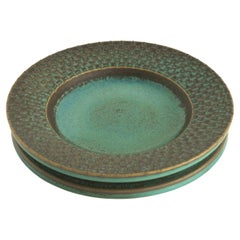 Stig Lindberg Hand Thrown Ceramic Dish with Green Glaze