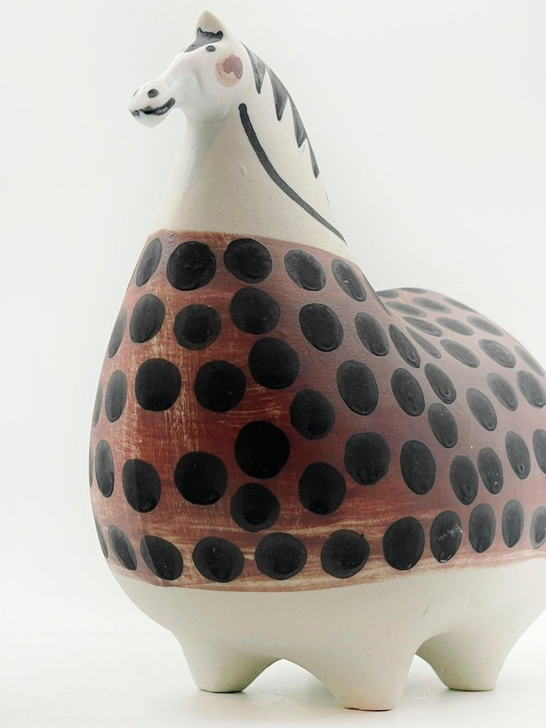 Figurine Cheval En Grès émaillé – Stig Lindberg Pour Gustavsberg, Suède