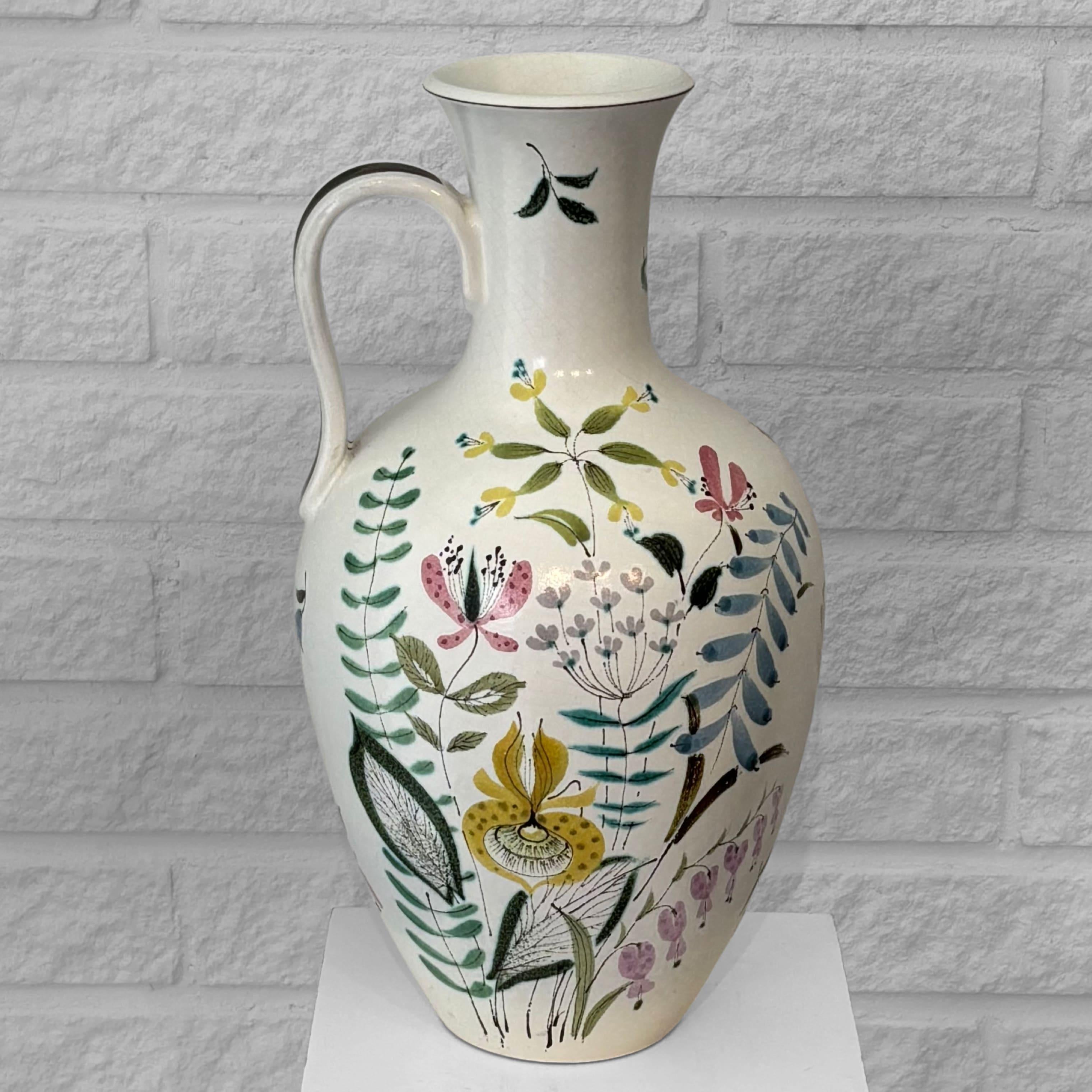 Swedish Stig Lindberg large faience vase, Gustavsberg Studio, Sweden, 1940s For Sale