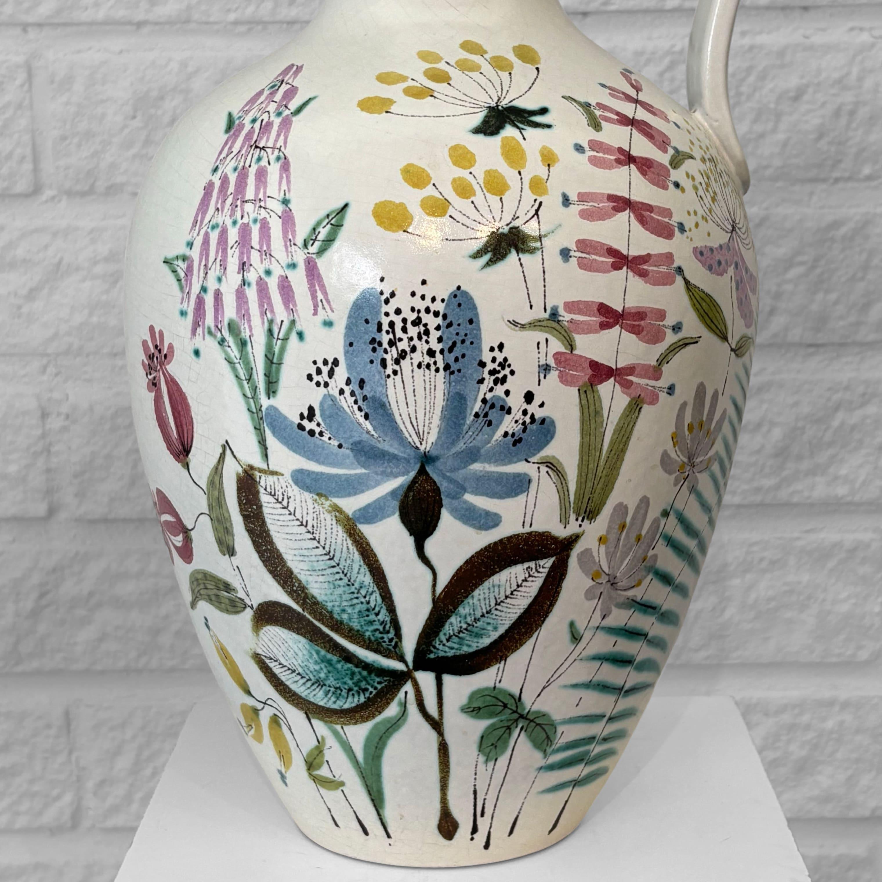 Stig Lindberg large faience vase, Gustavsberg Studio, Sweden, 1940s In Good Condition For Sale In Forserum, SE