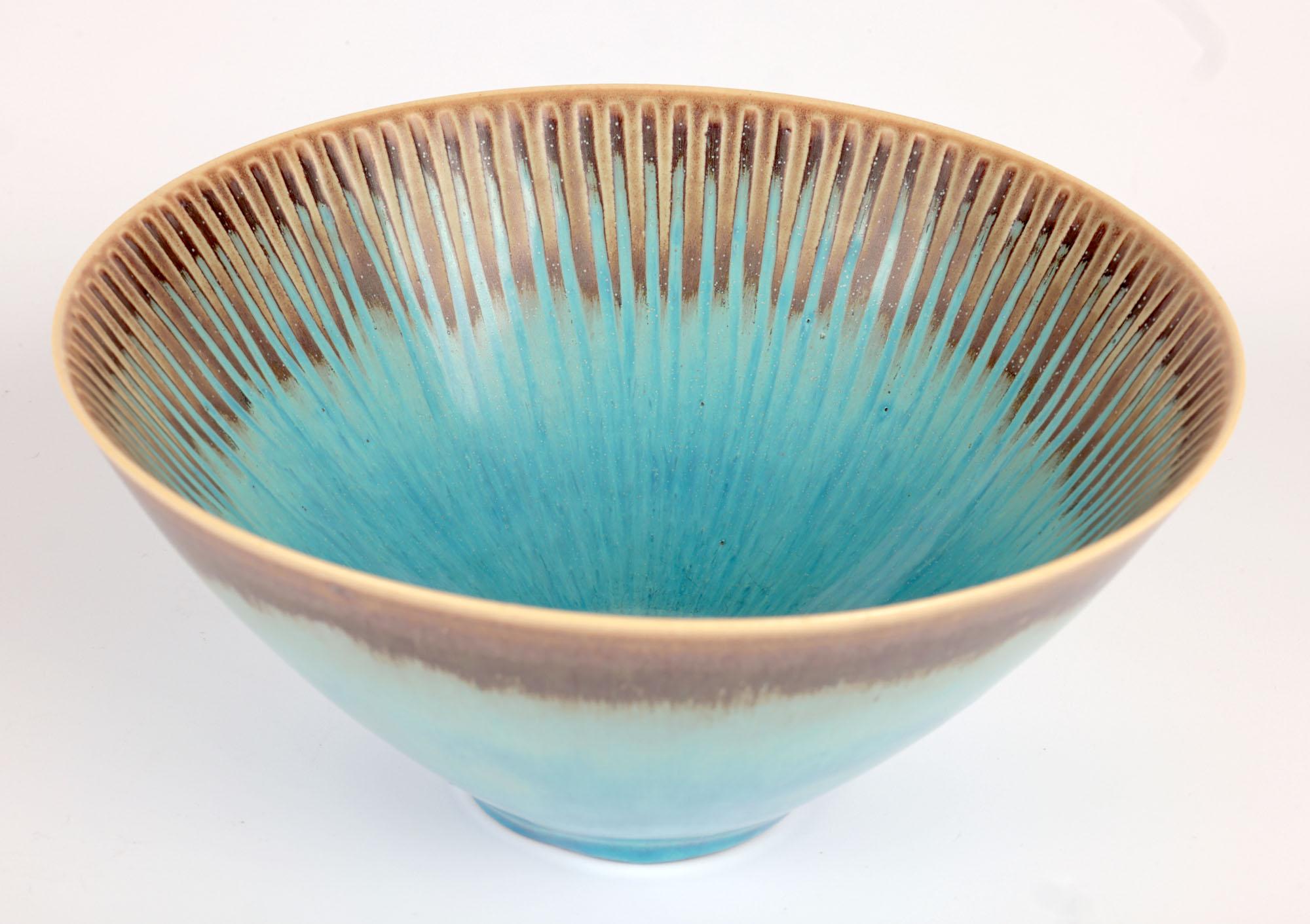 Stig Lindberg Mid-Century Gustavsberg Feather Pattern Bowl For Sale 2