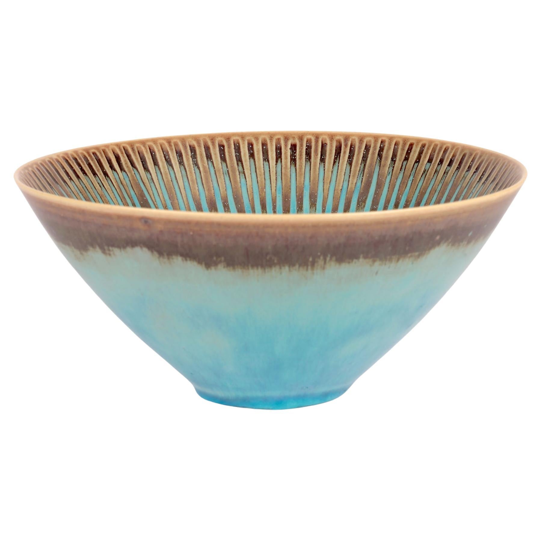 Stig Lindberg Mid-Century Gustavsberg Feather Pattern Bowl For Sale