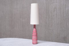 Stig Lindberg Pink And Red Striped Faience Table Lamp, Gustavsberg, Sweden 1950s