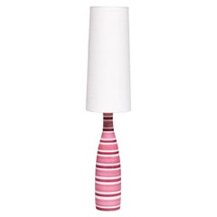 Stig Lindberg Pink And Red Striped Faience Table Lamp, Gustavsberg, Sweden 1950s