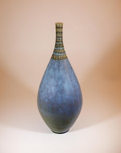 Stig Lindberg Pottery - Blue Stoneware Vase - Gustavsberg Studio