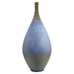 Stig Lindberg Pottery - Blue Stoneware Vase - Gustavsberg Studio