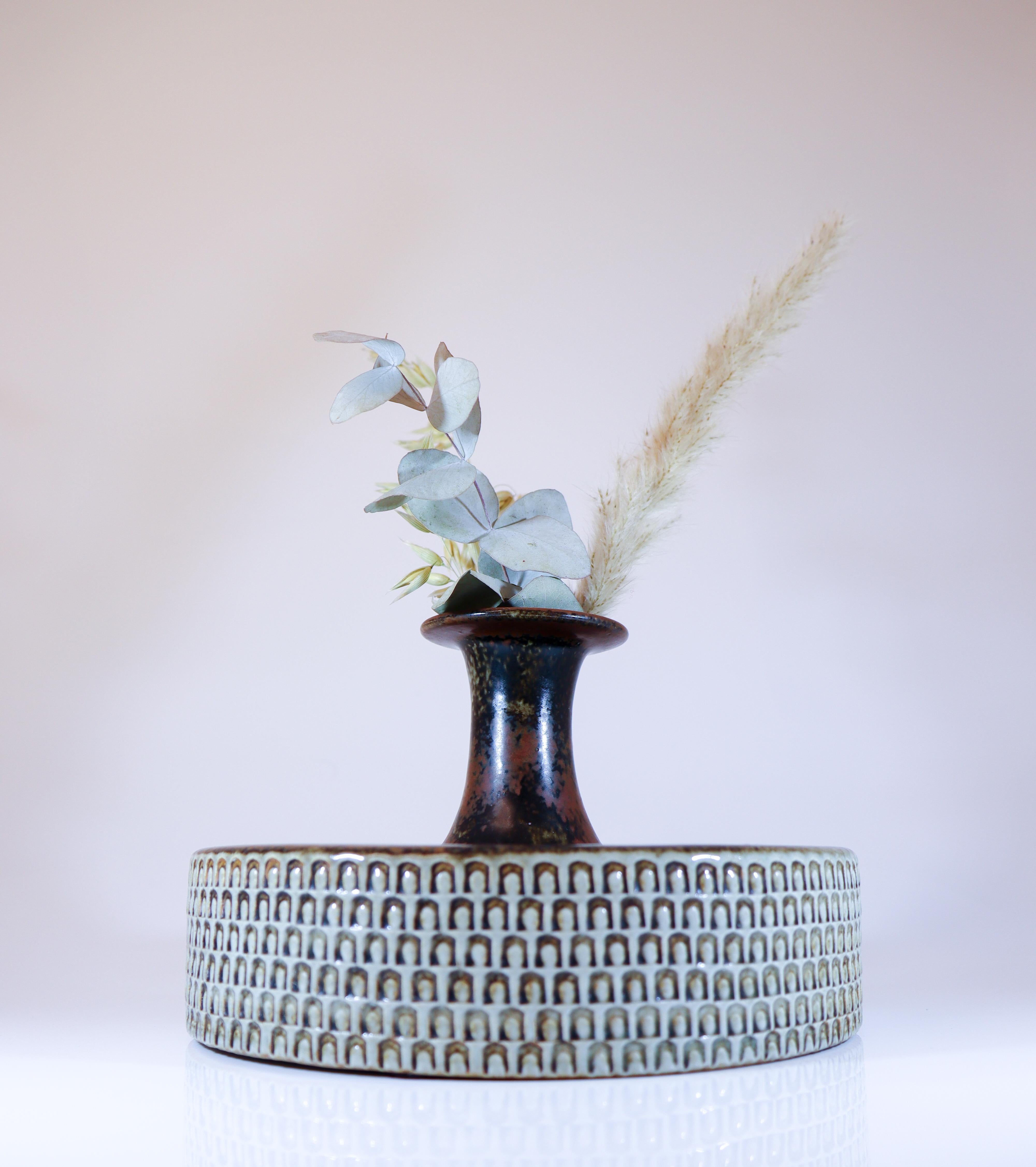 Suédois Poterie de Stig Lindberg -  Vase en grès - Gustavsberg Milieu du siècle en vente