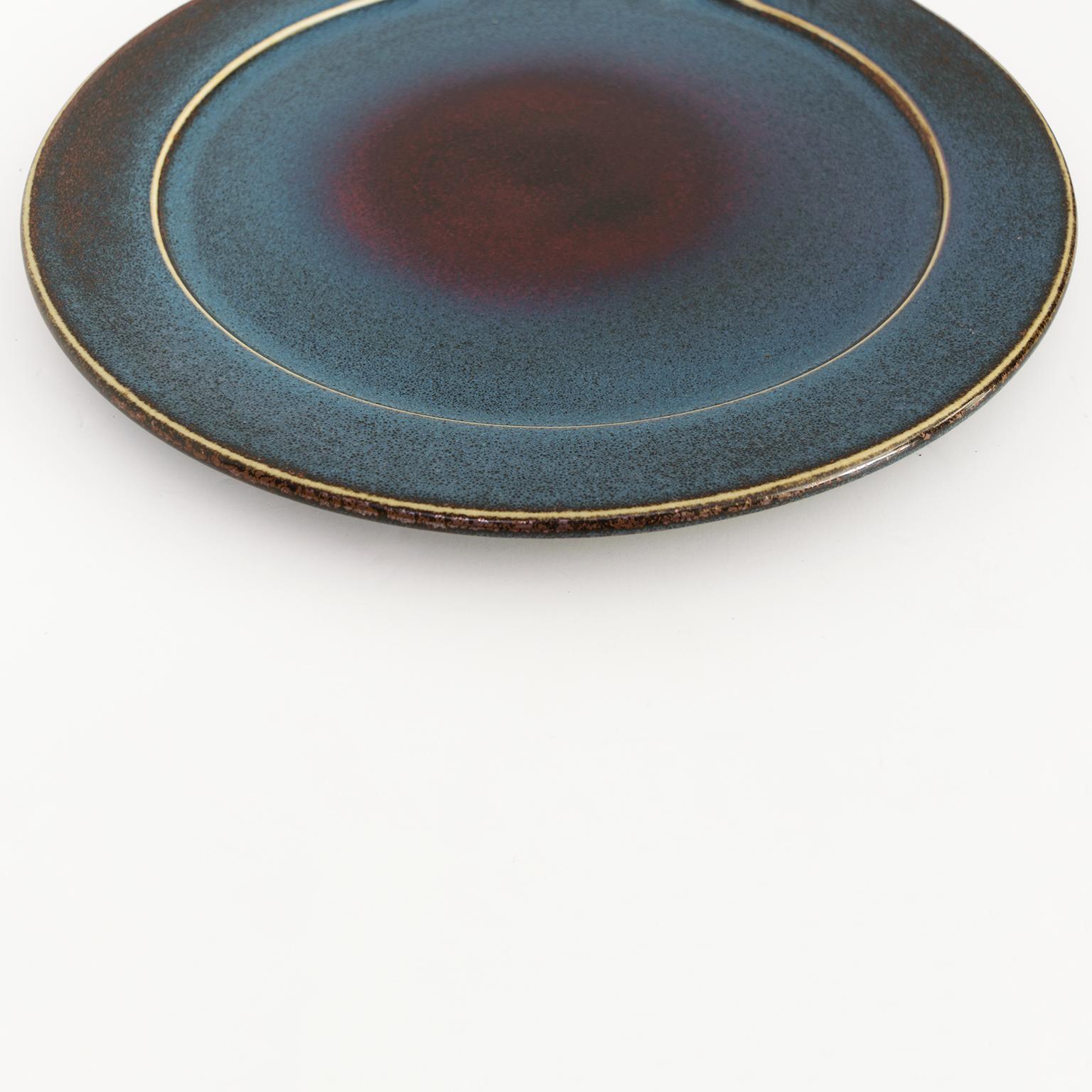 Stig Lindberg Scandinavian Modern Ceramic Charger, Gustavsberg, 1980 In Good Condition For Sale In New York, NY