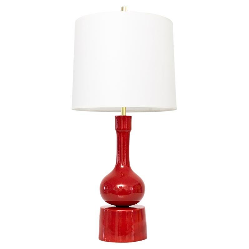 Stig Lindberg Shin Red Ceramic Lamp for Gustavsberg, Sweden For Sale
