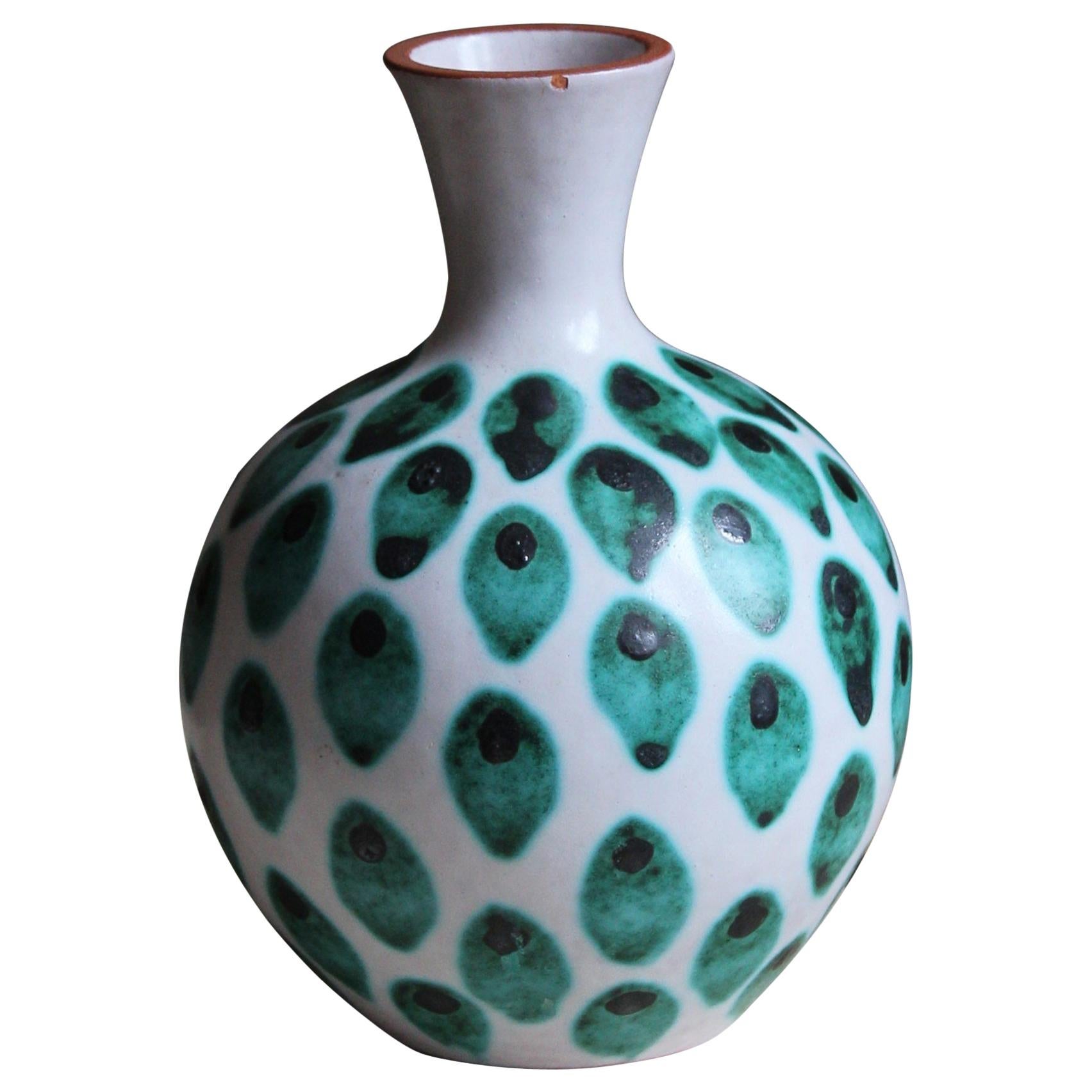 Stig Lindberg, Small Studio Vase, Hand-Painted Faience, Gustavsberg, Sweden