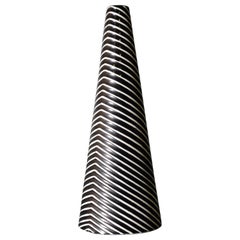 Stig Lindberg Stoneware Conical Vase, Domino Series, Black/White, 1954
