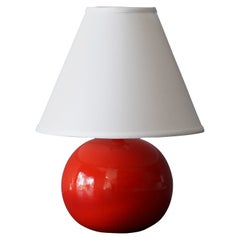 Stig Lindberg, Table Lamp, Red Ceramic, Gustavsberg, Sweden, 1950s