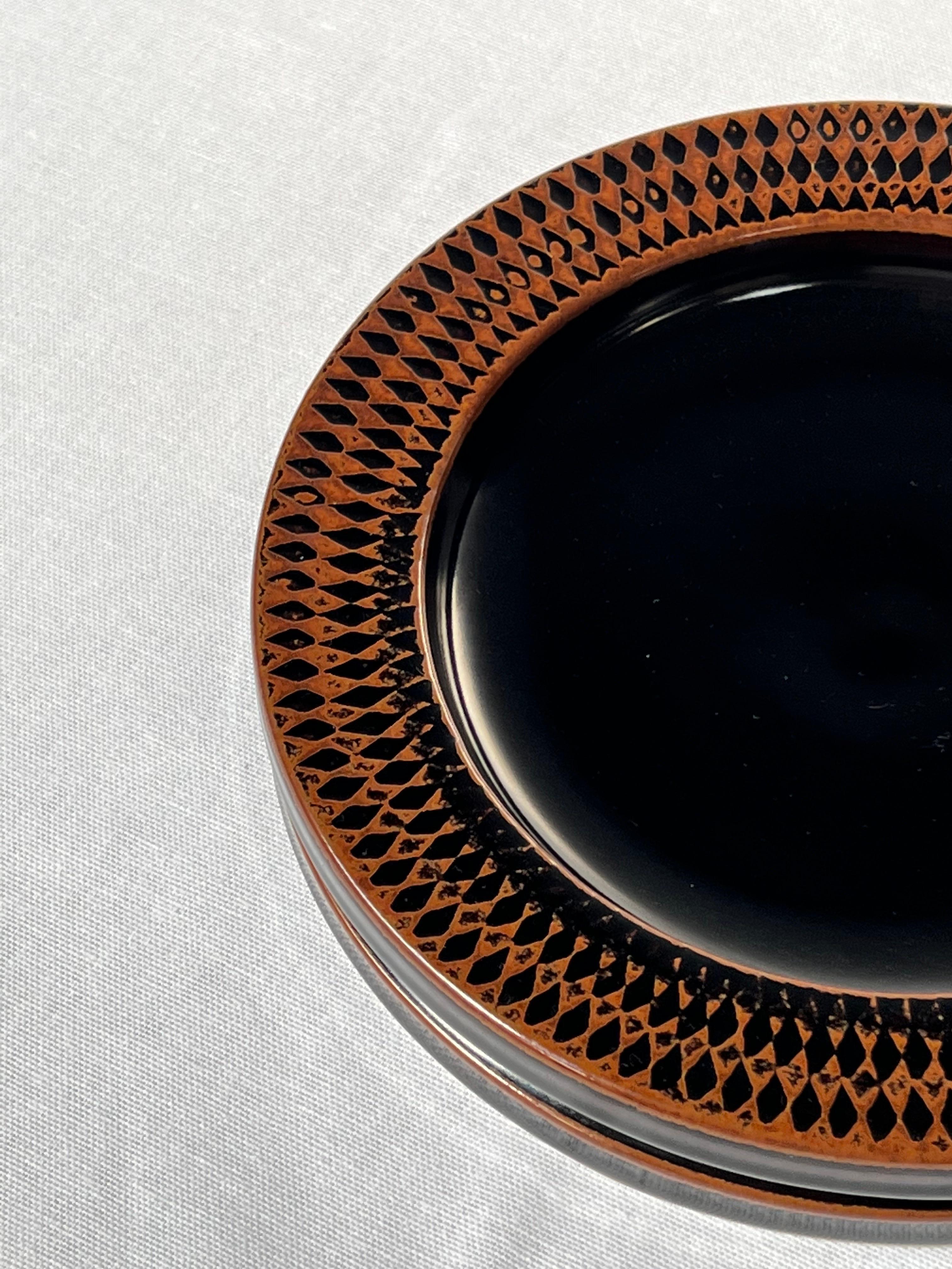 Scandinavian Modern Stig Lindberg Unique bowl/ vide poche in black Glaze Made by Hand Sweden 60s For Sale