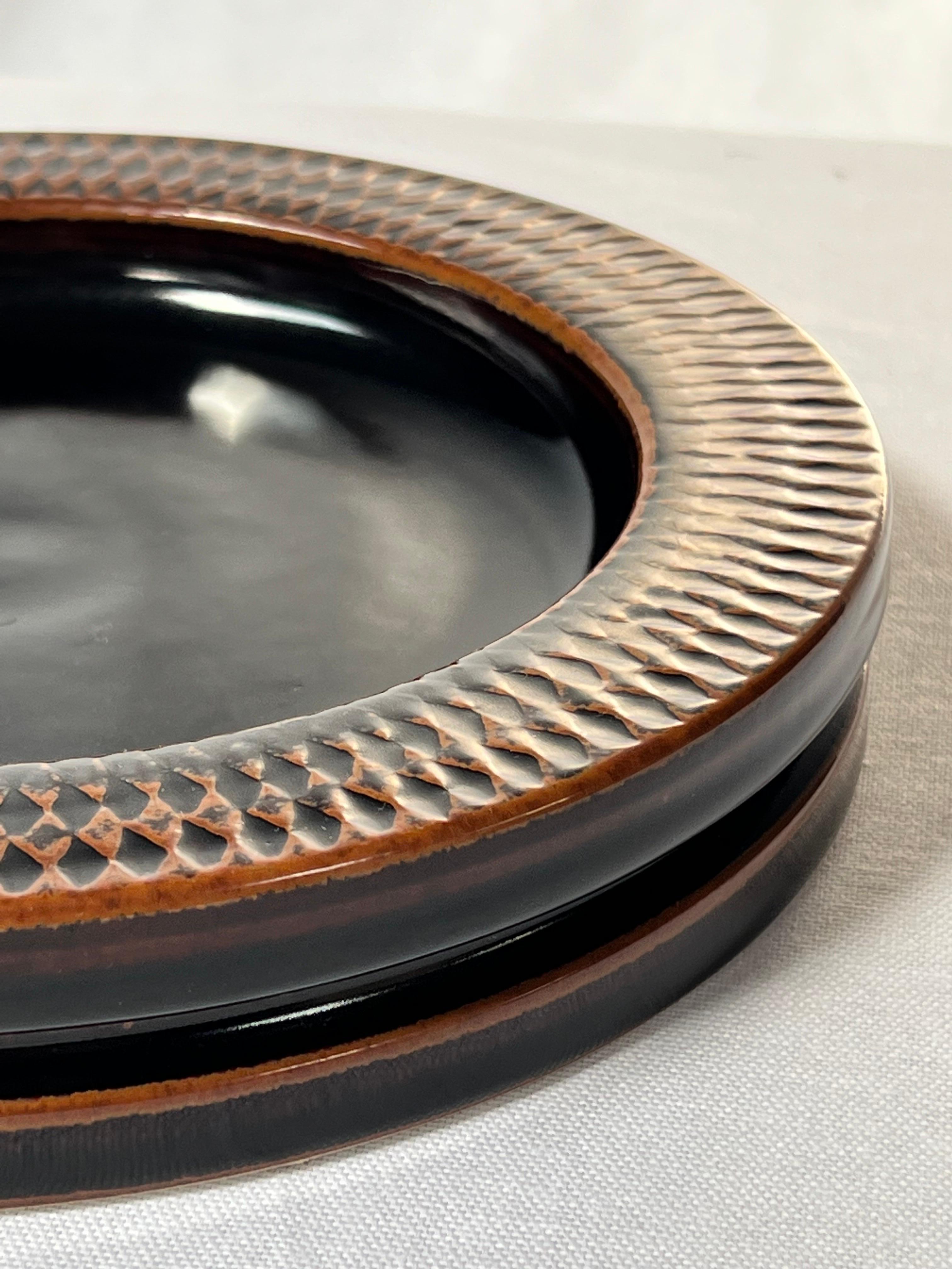 Glazed Stig Lindberg Unique bowl/ vide poche in black Glaze Made by Hand Sweden 60s For Sale