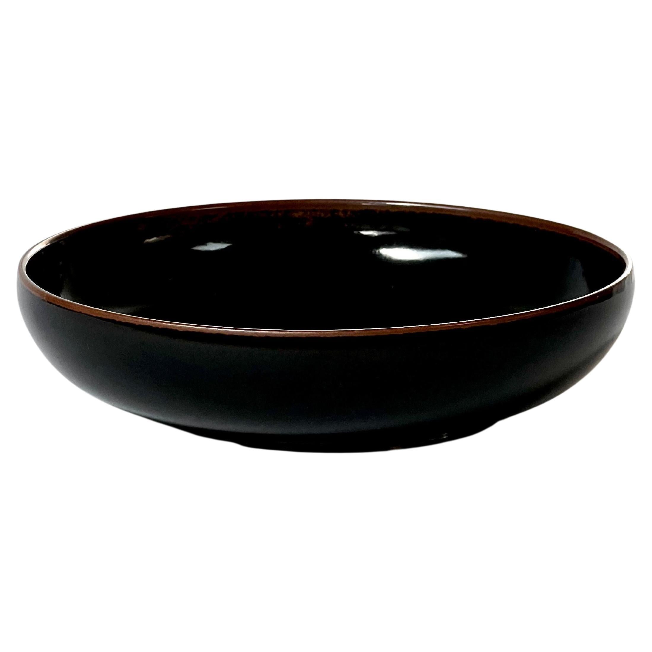 Stig Lindberg Unique bowl/ vide poche in black Glaze Made by Hand Sweden 60s For Sale